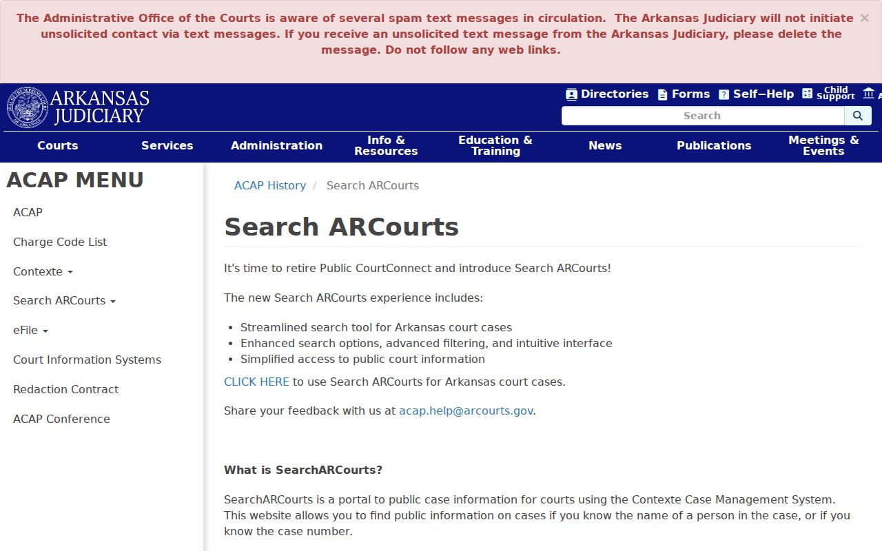 Sharp County court docket official Search ARCourts coverage explanation