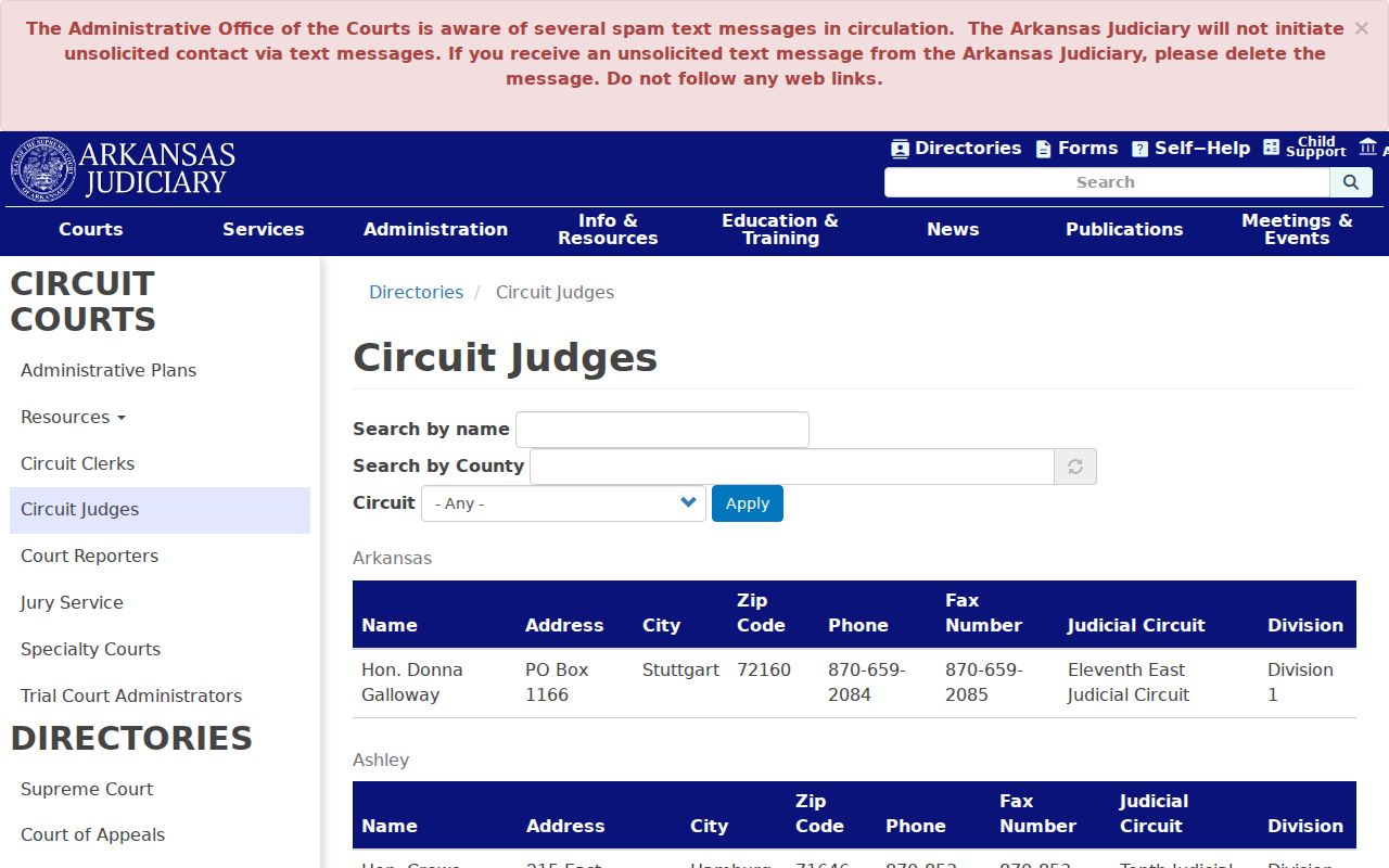 Ash Flat court records Circuit Judge directory