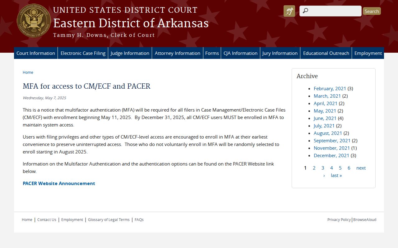 Sharp County civil docket federal access distinction