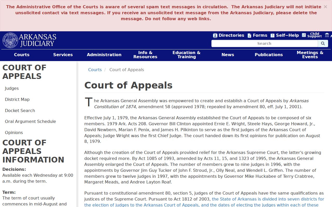 Sharp County court schedule appellate court source