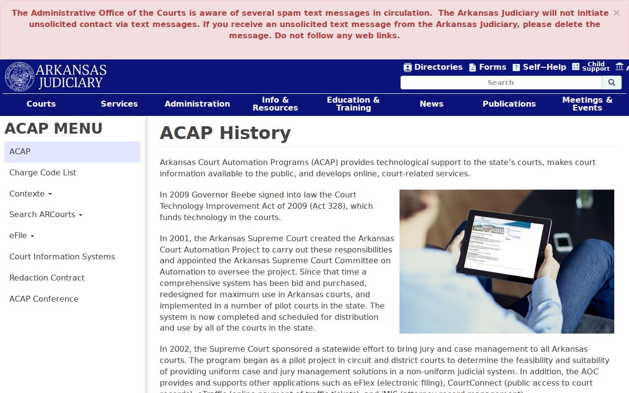 Sharp County criminal docket technology history